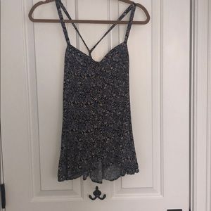 Floral button up tank top with corset back